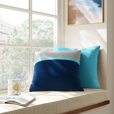 2pk Color Block Printed Woven Cotton Throw Pillows - Room Essentials: Abstract Pattern, Indoor Use, Knife Edge Design
