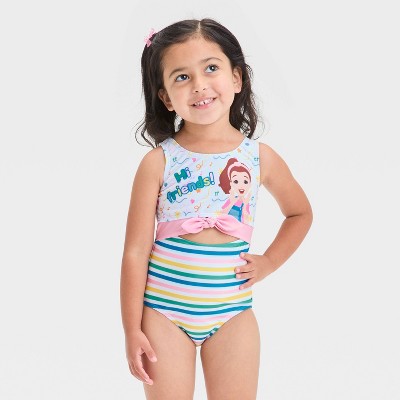 Toddler Girls' Ms. Rachel Cutout Bow One Piece Swimsuit - 4T
