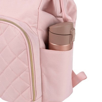 Baby Essentials Diaper Bag - Pink: Stylish Backpack, Polyester Material, Solid Pattern, Spacious Design