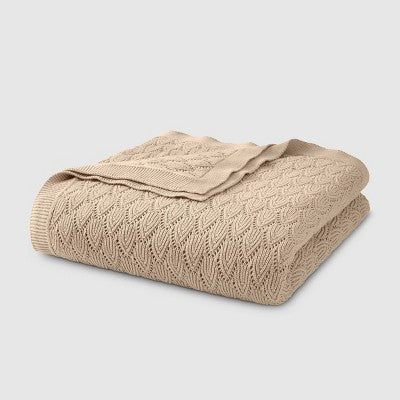 Jeremiah Brent Home Pointelle Throw Blanket Sand
