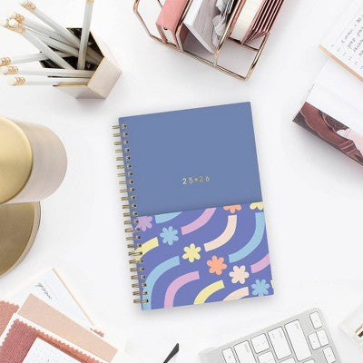Blue Sky Brook Gossen Planner with Pocket 5"x8" Weekly/Monthly Wirebound (15 Month) Flower Flow Undated