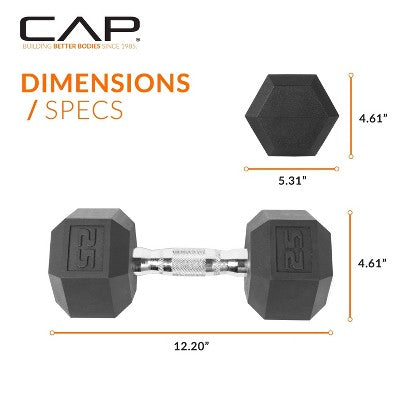 CAP 25lbs Coated Hex Dumbbell with Contoured Handle (LOCAL PICKUP ONLY)