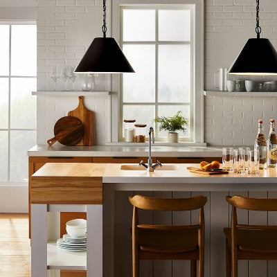 Small Metal Pendant Ceiling Light Black - Threshold designed with Studio McGee: Cone Shade, UL Listed, 72" Chain