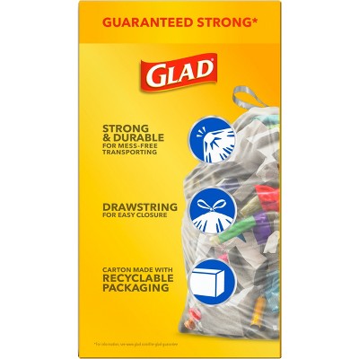 Glad Tall Kitchen Drawstring Garbage Bags + Clear Trash Bags - 13gal/45ct