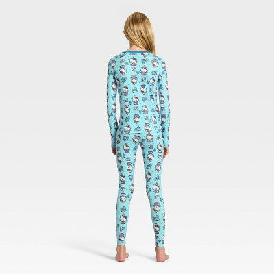 Girls' Hello Kitty Thermal Underwear Set - Aqua Blue L