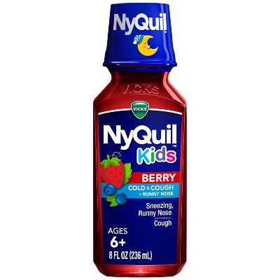 NyQuil Kids' Syrup - Dextromethorphan - Berry - 8 fl oz: Cold & Cough Treatment, Package Quantity: 1