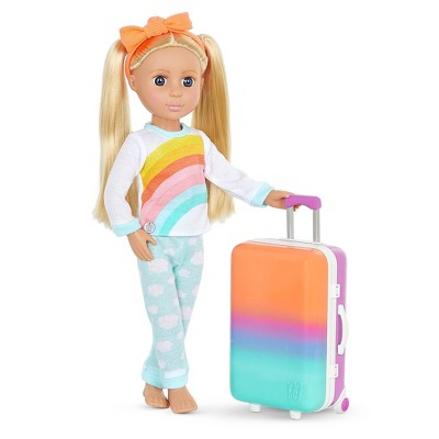 Glitter Girls Suitcase & Travel Outfit for 14" Dolls: Doll Accessories & Clothing Set, Includes Headband, 9 Pieces
