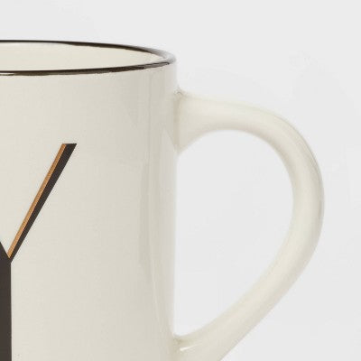 16oz Stoneware Monogram Y Mug Ivory - Threshold: Initial Coffee Drinkware, Microwave & Dishwasher Safe