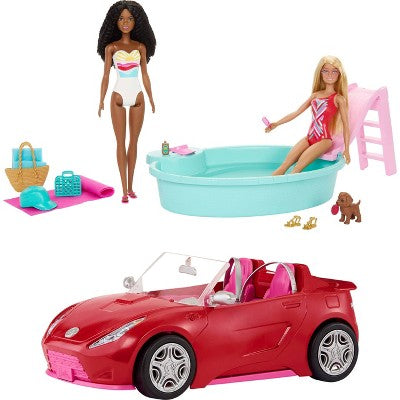 Barbie Playset with 2 Fashion Dolls, Convertible Toy Car & Pool (LOCAL PICKUP ONLY)