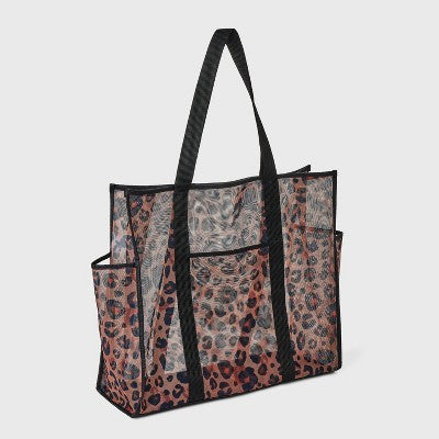 Mesh Tote Handbag - Shade & Shore Leopard Print