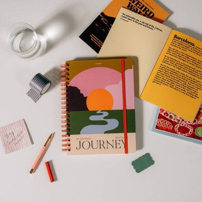 Papier 150pg Guided Notebook 9.84"x7.48" Travel Journal The Sunset