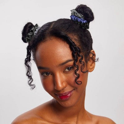 Kitsch-Mass Women's Satin Petite Scrunchies - Midnight - 5ct