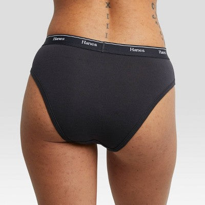 Hanes Originals Women's 6pk Breathable Stretch Cotton Hi Cut Underwear- Colors May Vary M