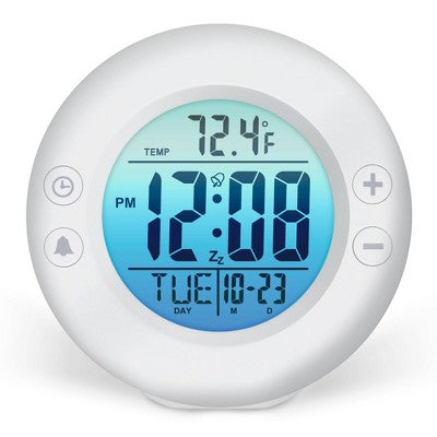 Digital Color Fade Alarm Clock White - Westclox: Modern Style, Bedroom & Bedside, Battery Operated