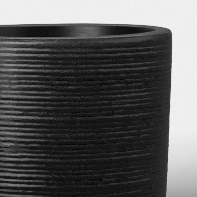 Fluted Outdoor Planter Black 8" - Threshold