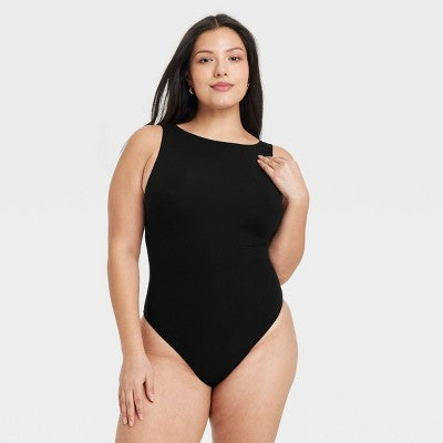 Women's Luxe Stretch Boatneck Thong Bodysuit - Auden Black XXL