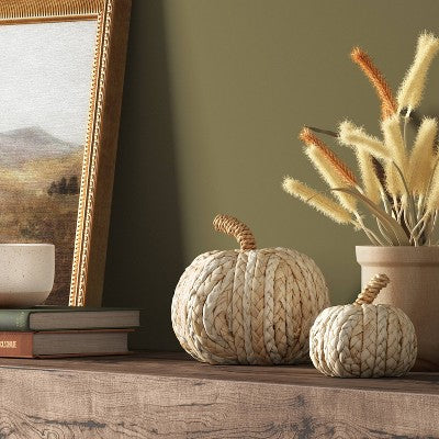 Small Woven Pumpkin Light Pumpkin Figurines - Threshold