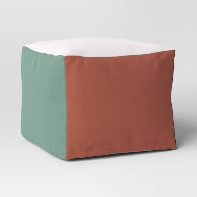 Colorful Block Dorm Pouf - Room Essentials: Upholstered Square Ottoman, No Assembly, Spot Clean