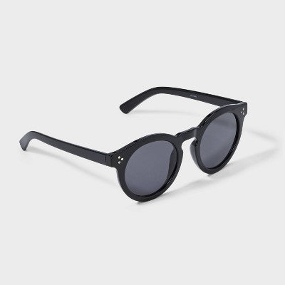 Women's Shiny Plastic Round Sunglasses - Universal Thread Black: Scratch-Resistant, Maximum UV Protection, Recycled Frame