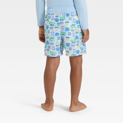 Toddler Boys' Snack Time Swim Shorts - Cat & Jack Light Blue 2T
