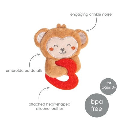Pearhead Valentine Monkey Crinkle Teether