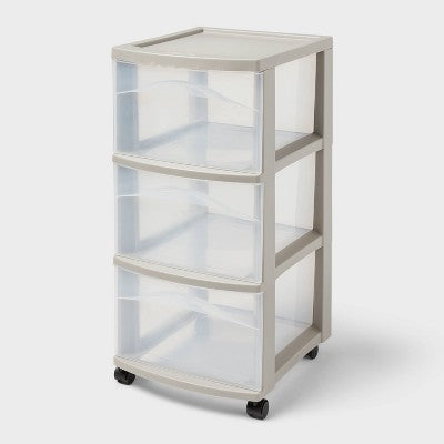 3 Drawer Medium Cart Spaceship Gray - Brightroom (LOCAL PICKUP ONLY)