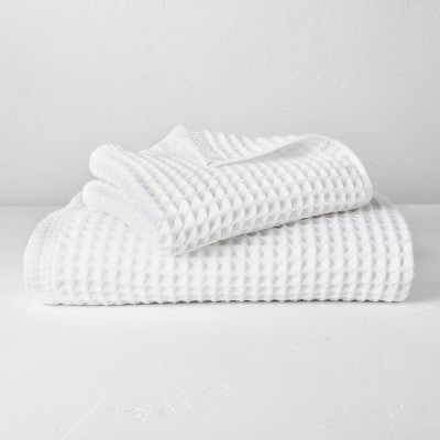 Waffle Hand Towel White - Casaluna: Lightweight Cotton, Pre Washed, OEKO-TEX Certified, 18x30"