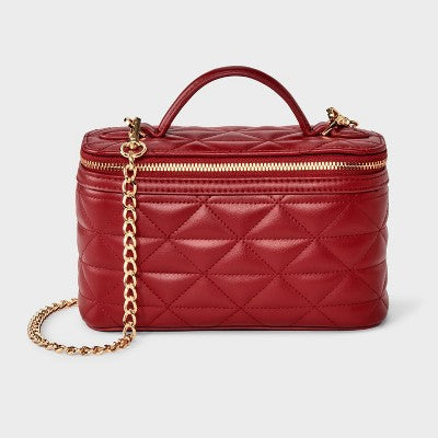 Quilted Vanity Crossbody Bag- A New Day Red