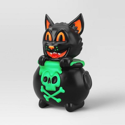 15.94" Cat Cauldron Blow Mold Halloween Decorative Prop Black - Hyde and EEK! Boutique