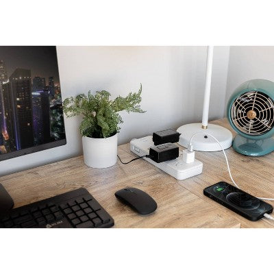 Philips 8-Outlet Surge 8' braided cord 2160J Adapter-Spaced - White