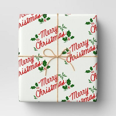 20 sq ft 'Merry Christmas' Gift Wrap White - Wondershop (LOCAL PICKUP ONLY)