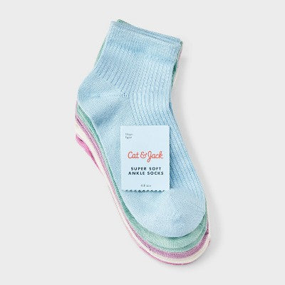 Girls' 6pk Super Soft Ankle Socks - Cat & Jack Blue M