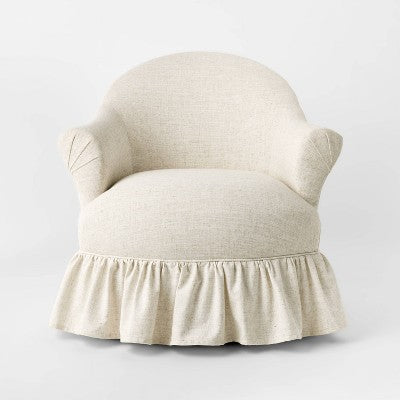 Ruffle Skirt Accent Chair with Swivel Cream Flecked Linen - Threshold designed with Studio McGee (LOCAL PICKUP ONLY)
