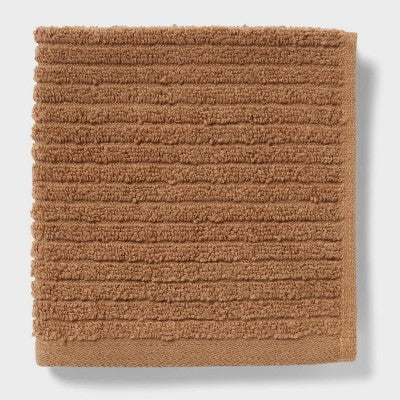 4pk Quick Dry Ribbed Hand and Wash Towel Set Light Brown - Threshold