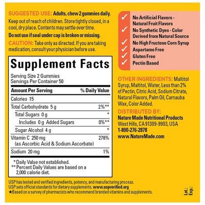 Nature Made Zero Sugar Vitamin C Sugar Free Gummies - 100ct EXP: 10/2027