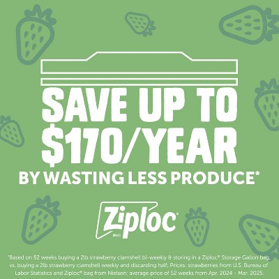 Ziploc Spring Tomato Print Food Storage Gallon Bag - 38ct: Seal Lock, Multipurpose, Snacks