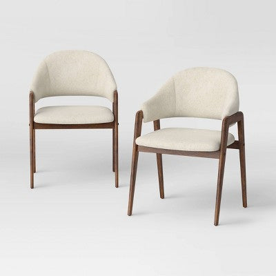 2pk Ingleside Open Back Upholstered Wood Frame Dining Chair Beige - Threshold (LOCAL PICKUP ONLY)