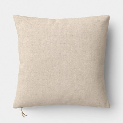 Square Chunky Linen Pillow with Exposed Zipper Green - Threshold