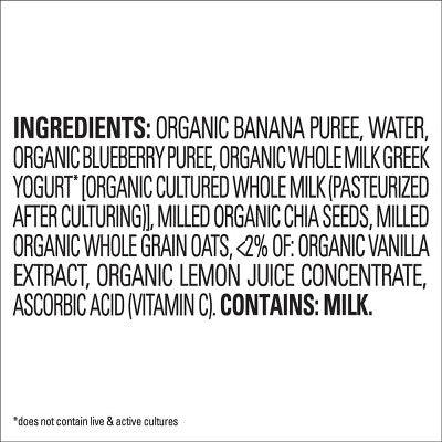 Happy Tot Super Morning Organic Bananas, Blueberries Yogurt, Oats & Chia Toddler Pouch - 4oz: 24 Months+, Pureed Meal