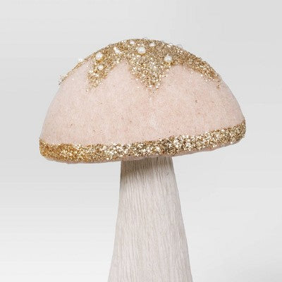 Glittered Wool Mushroom Christmas Figurine - Wondershop Beige