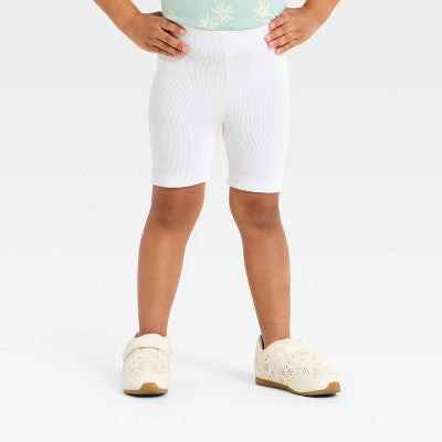 Toddler Girls' Ribbed Bike Shorts - Cat & Jack White 5T