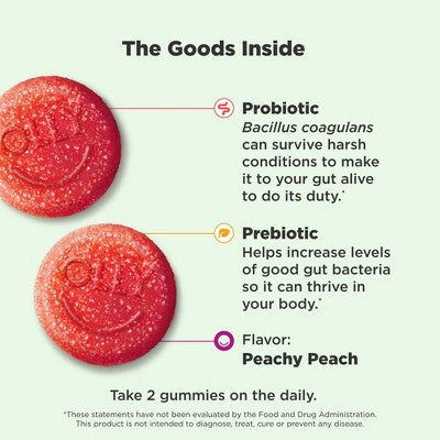 OLLY Probiotic + Prebiotic Gummies - Peachy Peach- 60ct