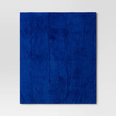 Solid Colored Plush Throw Blanket Cobalt - Room Essentials
