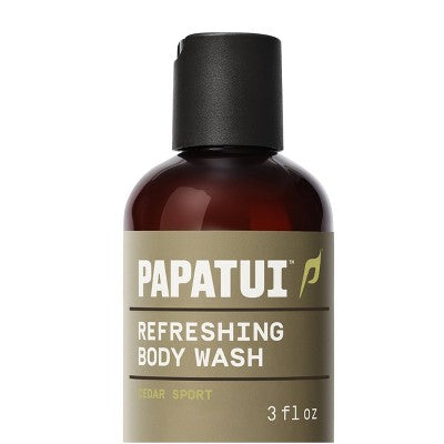 Papatui Men's Sulfate-Free Exfoliating and Hydrating Coconut Oil Body Wash - Cedar Sport - Trial and Travel Size - 3 fl oz