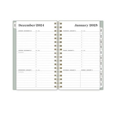 The Everygirl Planner 2025 Weekly/Monthly Planner 6.3"x4.33" Wirebound Solid Soft Sage: Adult Stationery, Calendar, Tabs