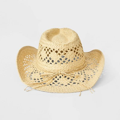 Open Weave Western Cowboy Hat - Wild Fable Off-White: Adjustable Midweight Woven Design