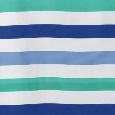 60"x60" Microfiber Multi Striped Beach Blanket with Snapable Strap Cool Blue/Green - Sun Squad