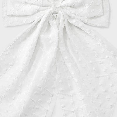 Swiss Dot Bow Hair Barrette - A New Day White: Polka Dot Classic Pattern, Recycled Polyester
