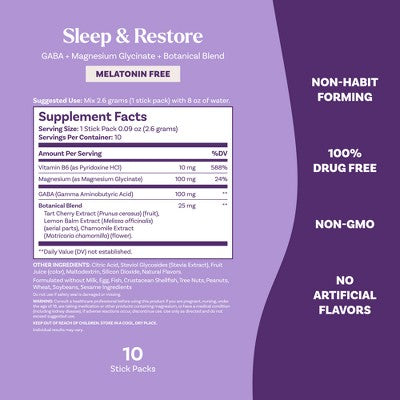 Natrol Non-Melatonin Sleep & Restore Powders - Lemon Chamomile - 10ct