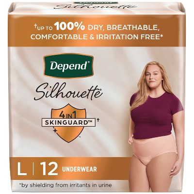 Depend Silhouette Underwear for Women - Maximum Absorbency - L - Pink - 12ct